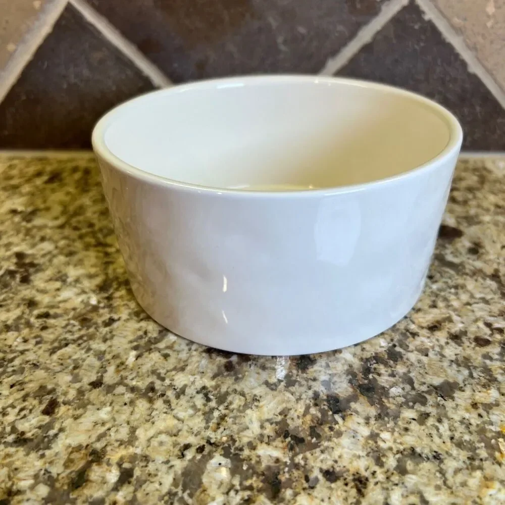 Rae Dunn Artisan Collection DINE Dog Pet Bowl White Ceramic By Magenta Farmhouse